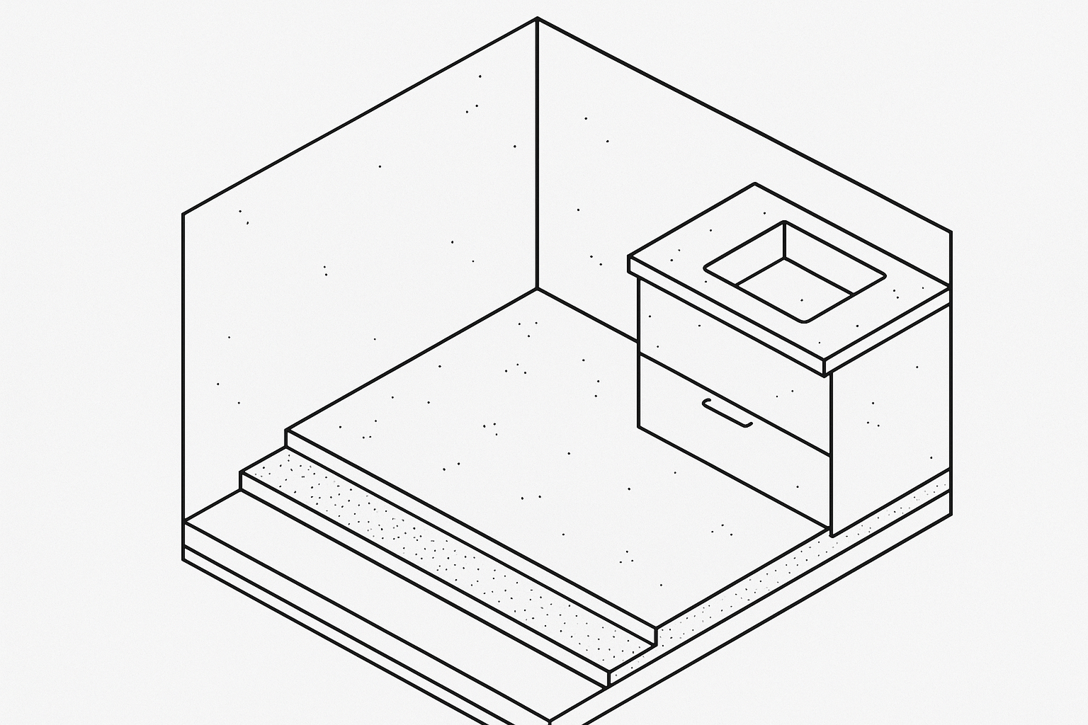 Microcement system applied to wall and floor