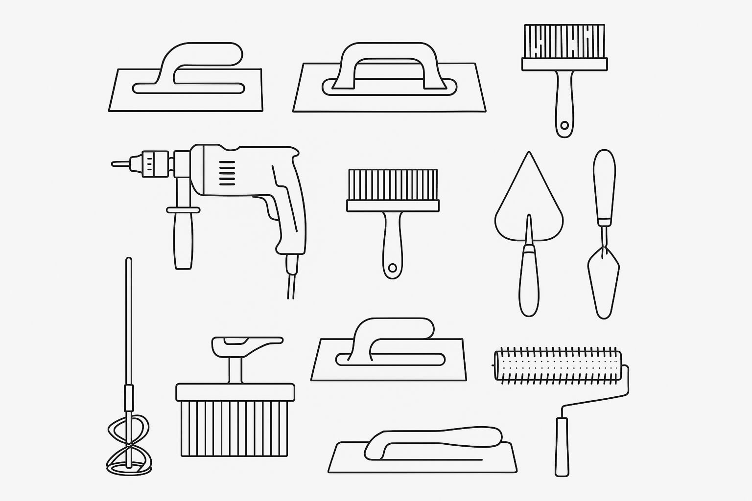 Microcement application kit — trowels, sealers, primer