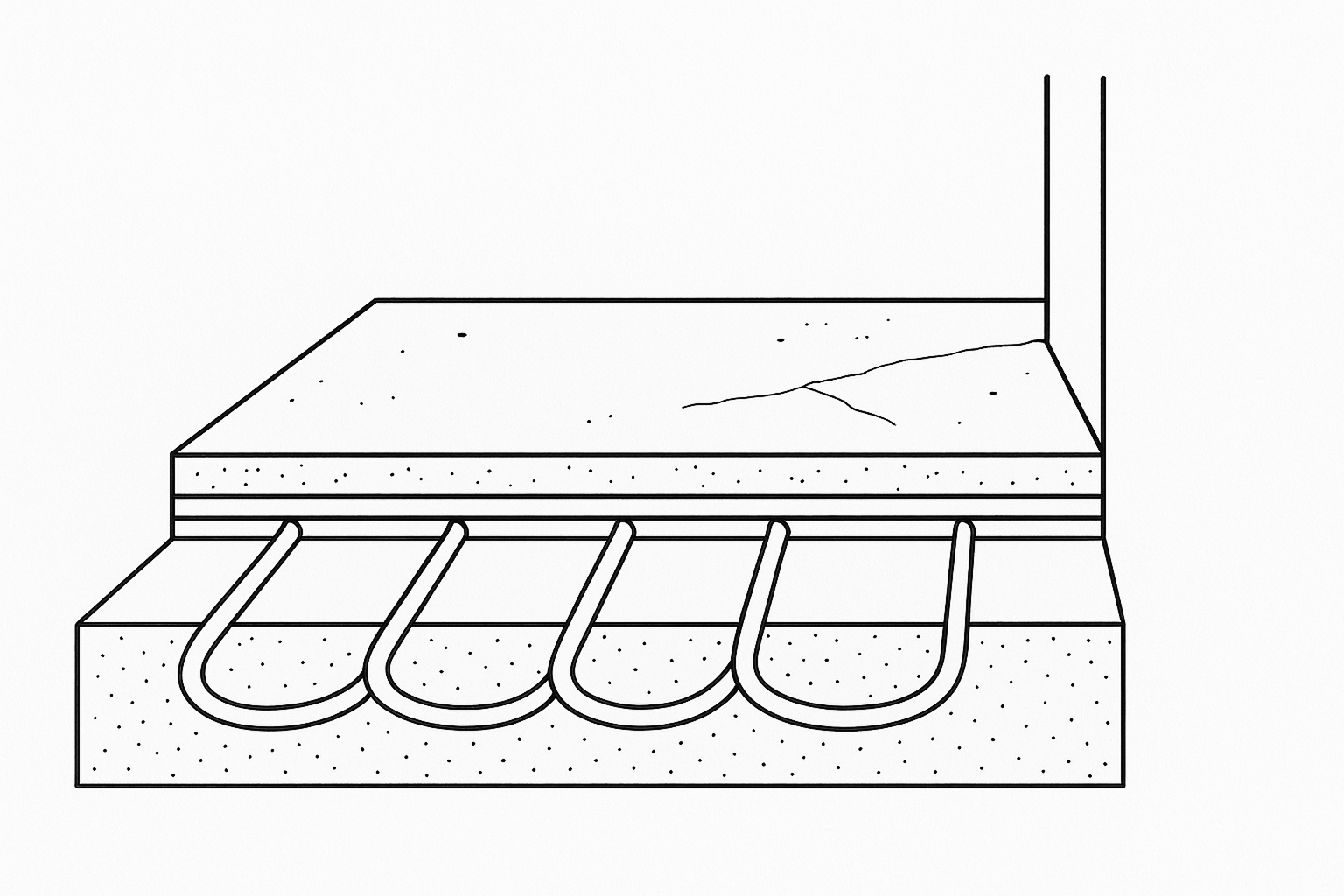 Underfloor heating system with microcement-ready screed